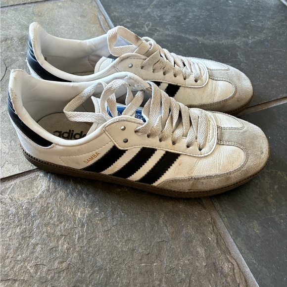 Adidas Samba White and Black Trainers - Picture 1 of 3
